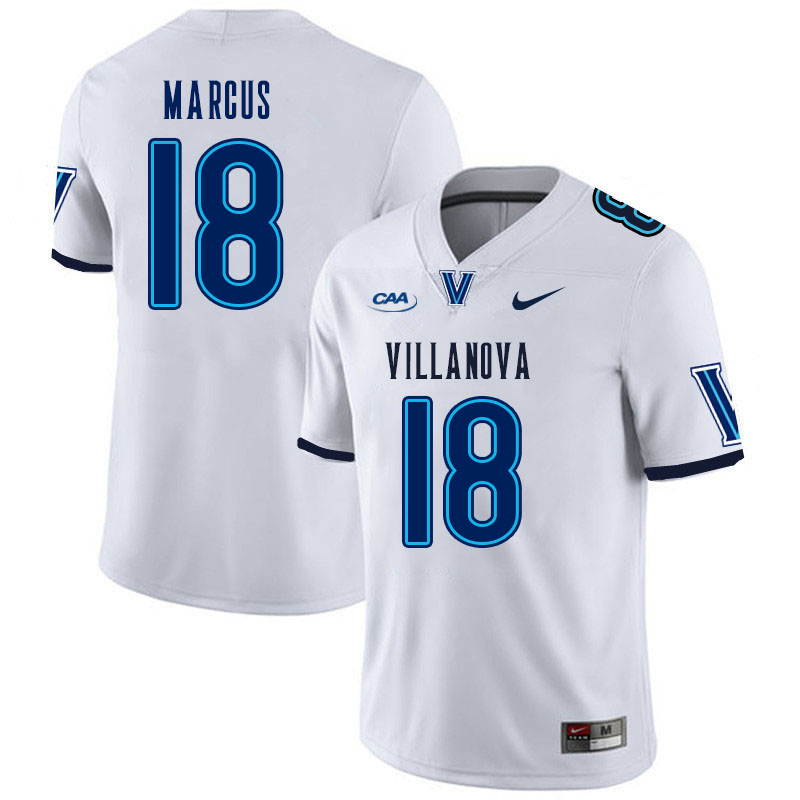 Men #18 Justin Marcus Villanova Wildcats College Football Jerseys Stitched Sale-White